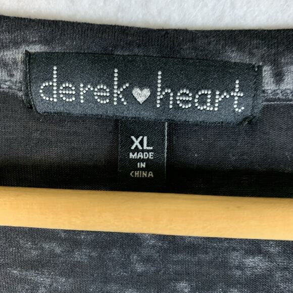 Derek Heart Women Y2K Grunge Semi Sheer Top Sz XL Black Faded Wash Punk Baddie - Picture 9 of 12